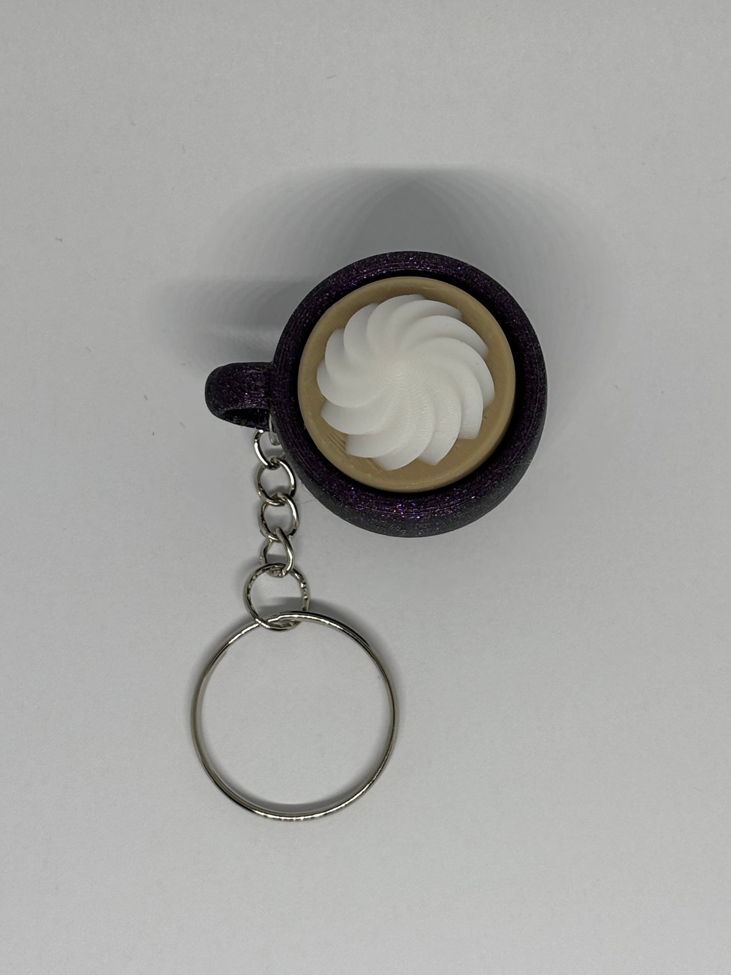 3D Whipped Coffee Clicker Keyring - Purple Glitter