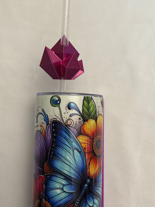 3d Printed Straw Topper - Rose Red Crystal