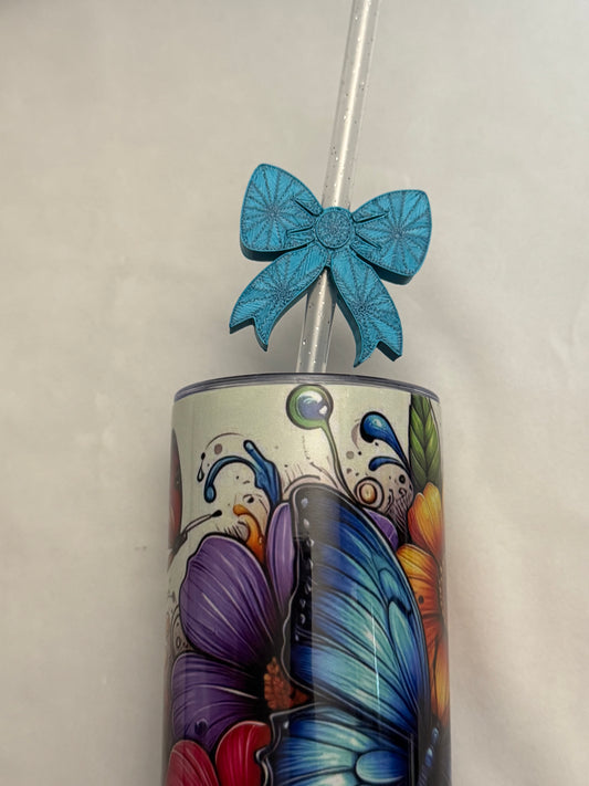 3d Printed Straw Topper - Blue Bow