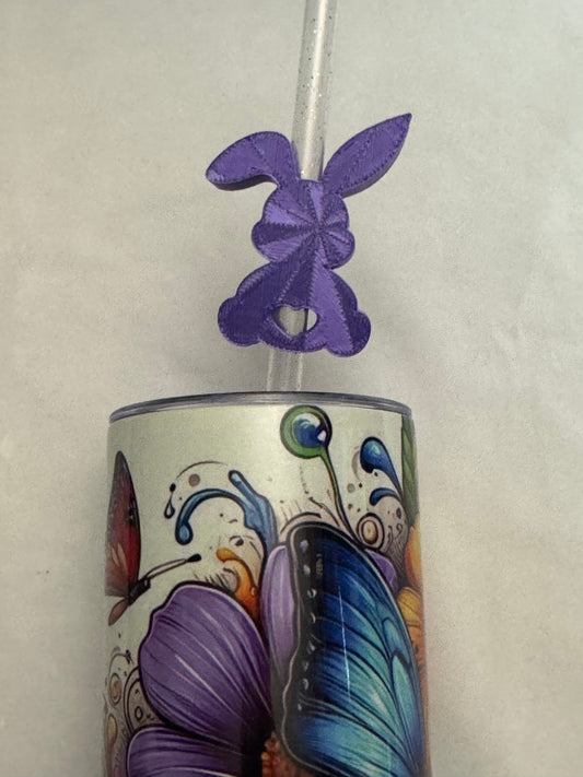3d Printed Straw Topper - Purple Bunny