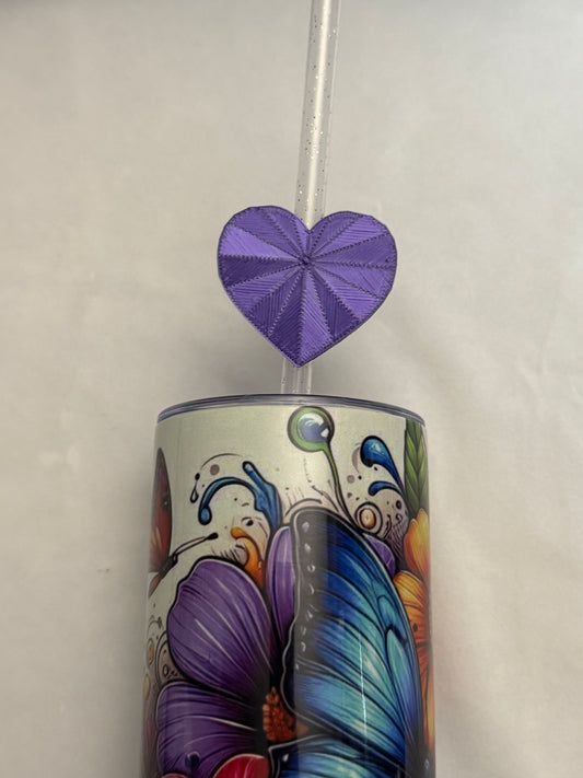 3d Printed Straw Topper - Purple Heart