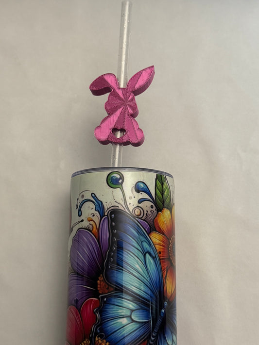 3d Printed Straw Topper - Rose Red Bunny