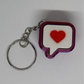 3D Heart Message Clicker Keyring - Red/Purple