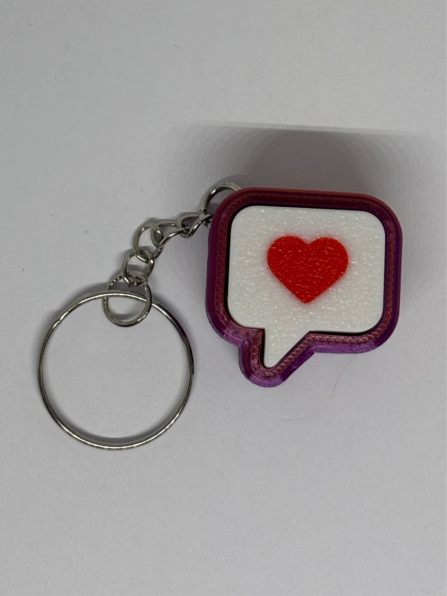 3D Heart Message Clicker Keyring - Red/Purple