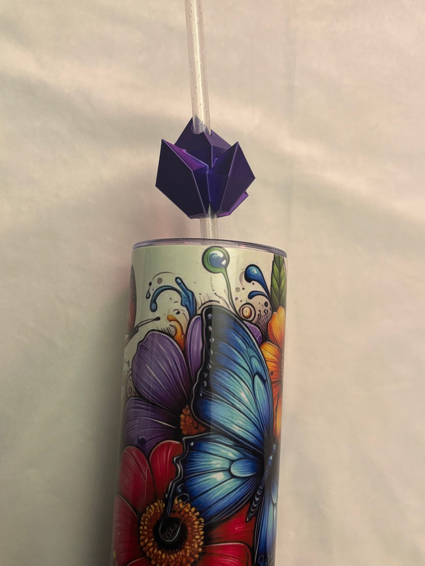 3d Printed Straw Topper - Purple Crystal