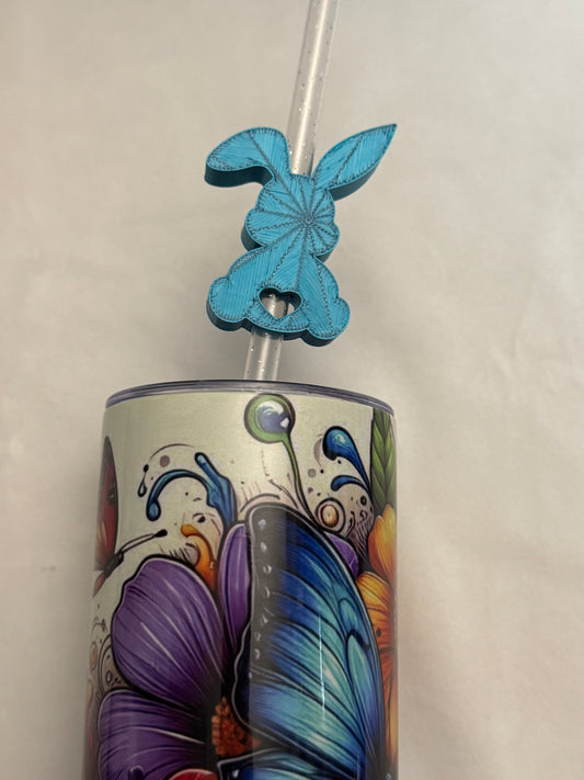 3d Printed Straw Topper - Blue Bunny