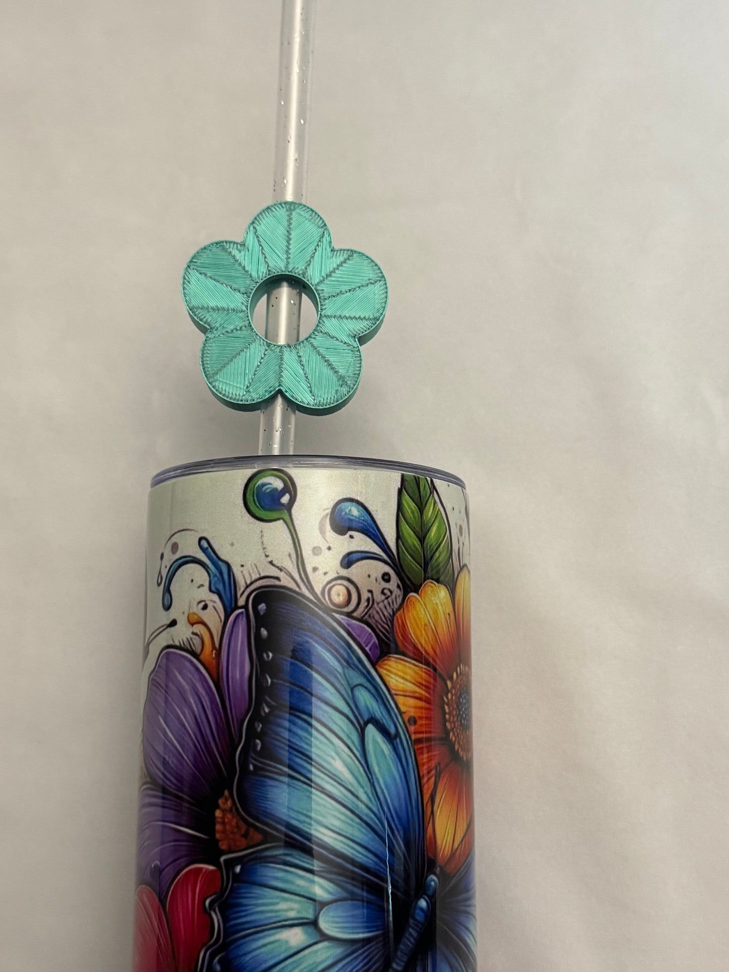 3d Printed Straw Topper - Emerald Flower