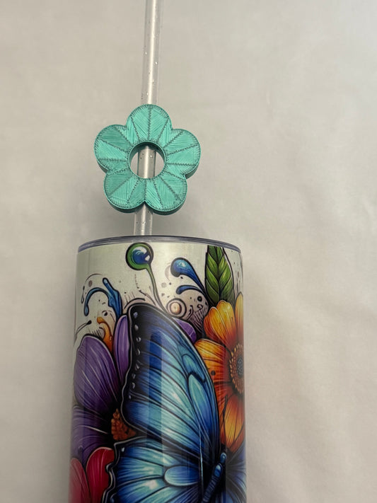 3d Printed Straw Topper - Emerald Flower