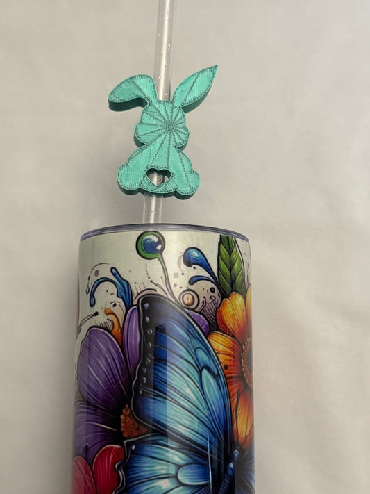 3d Printed Straw Topper - Emerald Bunny