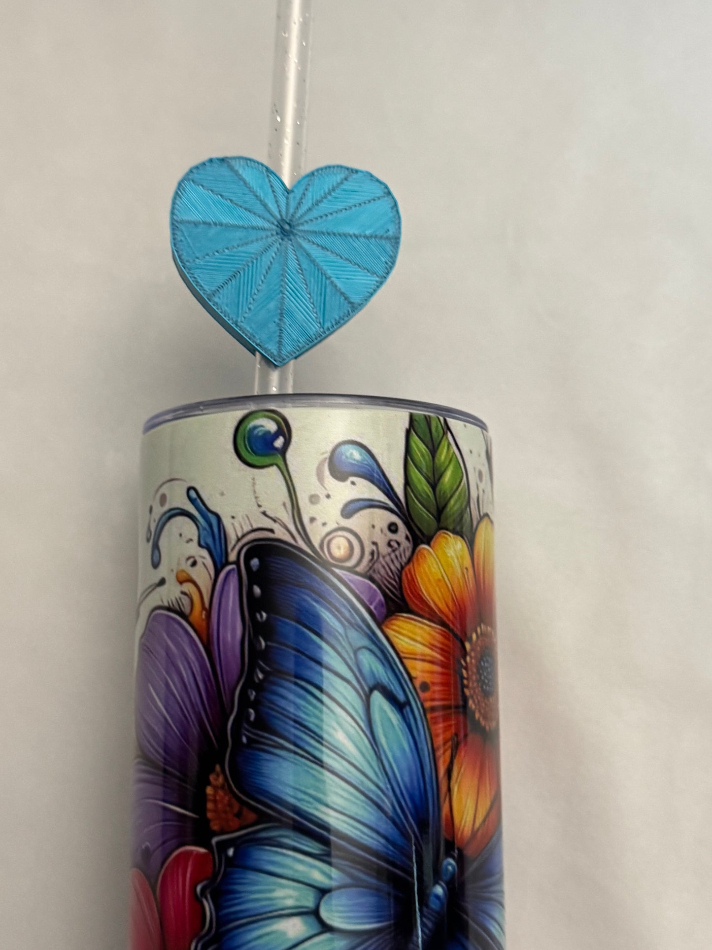 3d Printed Straw Topper - Blue Heart