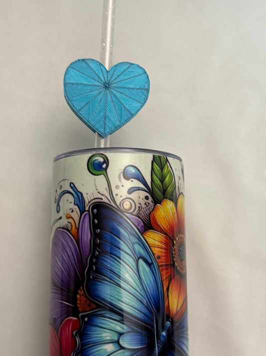 3d Printed Straw Topper - Blue Heart