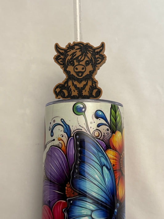 3d Printed Straw Topper -Brown - Highland Cow