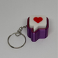 3D Heart Message Clicker Keyring - Red/Purple