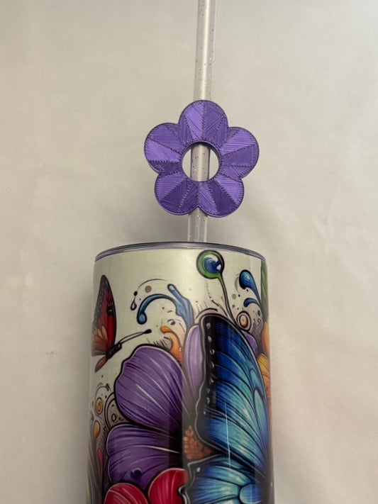 3d Printed Straw Topper - Purple Flower
