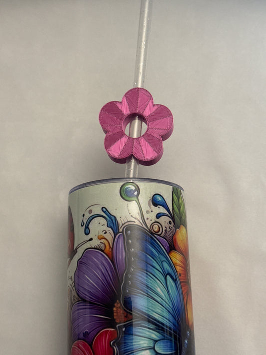 3d Printed Straw Topper - Rose Red Flower