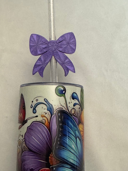3d Printed Straw Topper - Purple Bow