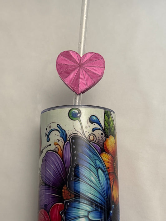 3d Printed Straw Topper - Rose Red Heart