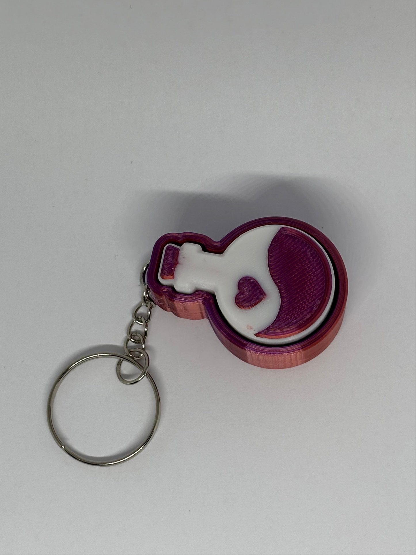3D Potion Bottle Clicker Keyring - Red/Purple