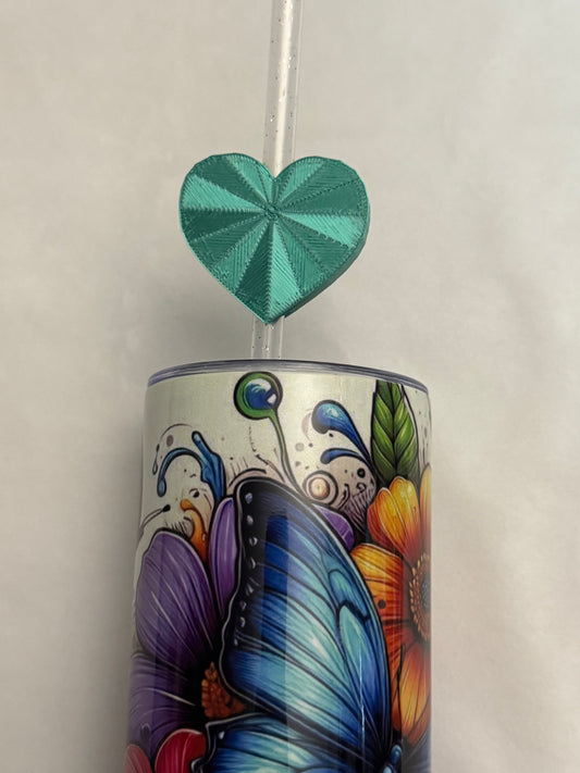 3d Printed Straw Topper - Emerald Heart