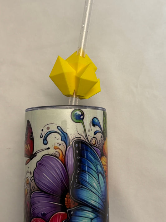3d Printed Straw Topper - Yellow Crystal