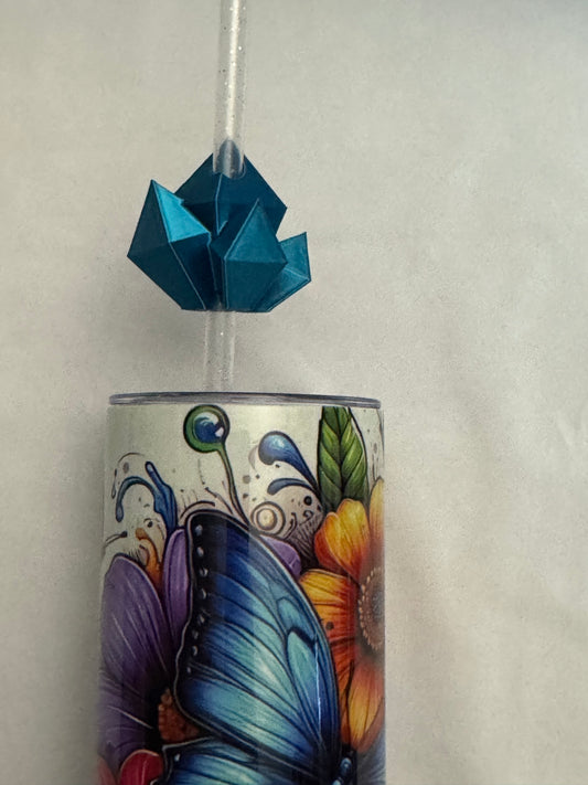 3d Printed Straw Topper - Blue Crystal