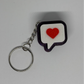 3D Heart Message Clicker Keyring - Purple Glitter