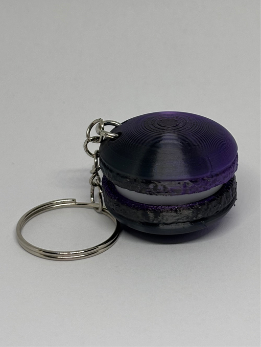 3D Macaron Clicker Keyring - Purple/Black