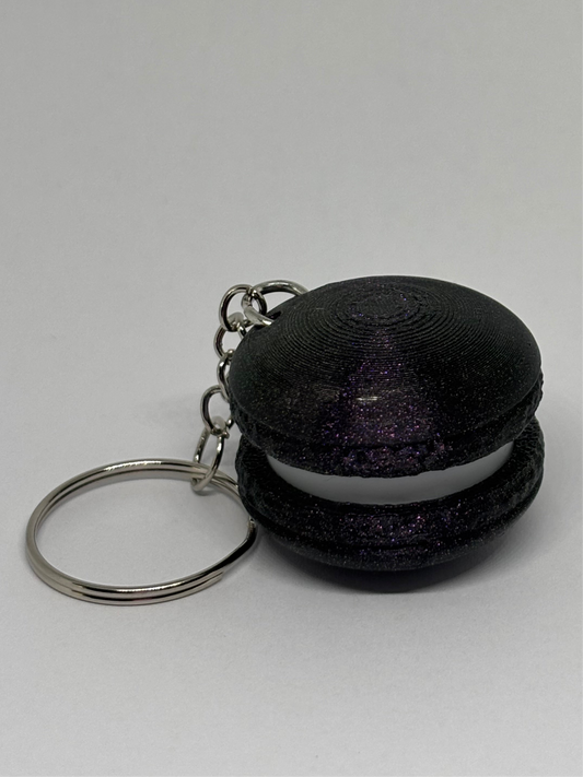 3D Macaron Clicker Keyring - Purple Glitter