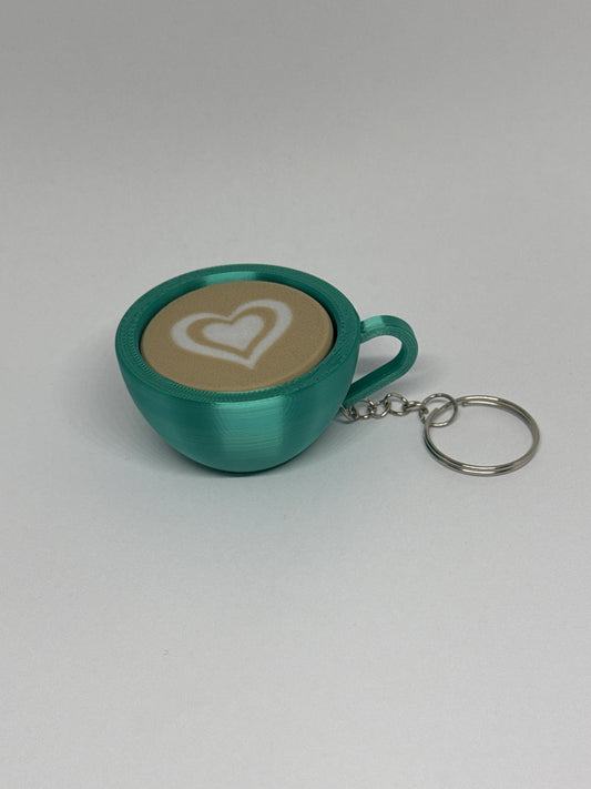 3D Marble Heart Clicker Keyring - Emerald