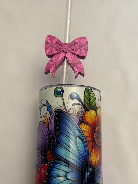 3d Printed Straw Topper - Rose Red Bow