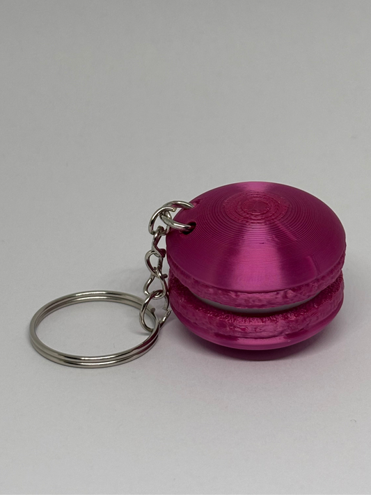 3D Macaron Clicker Keyring - Rose Red