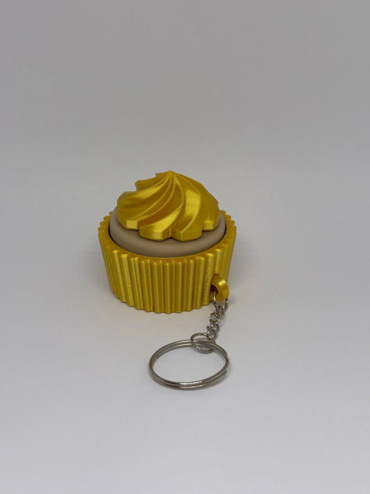 3D Cupcake Clicker Keyring - Gold