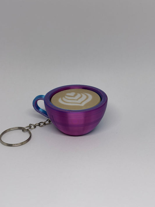 3D Marble Swirl Clicker Keyring - Rose Red/Blue