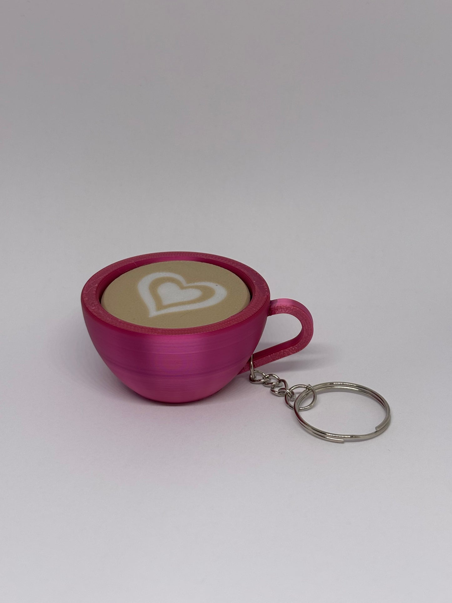 3D Marble Heart Clicker Keyring - Rose Red