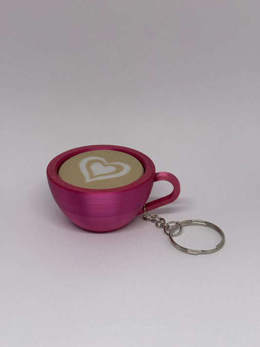 3D Marble Heart Clicker Keyring - Rose Red