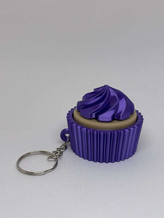 3D Cupcake Clicker Keyring - Purple