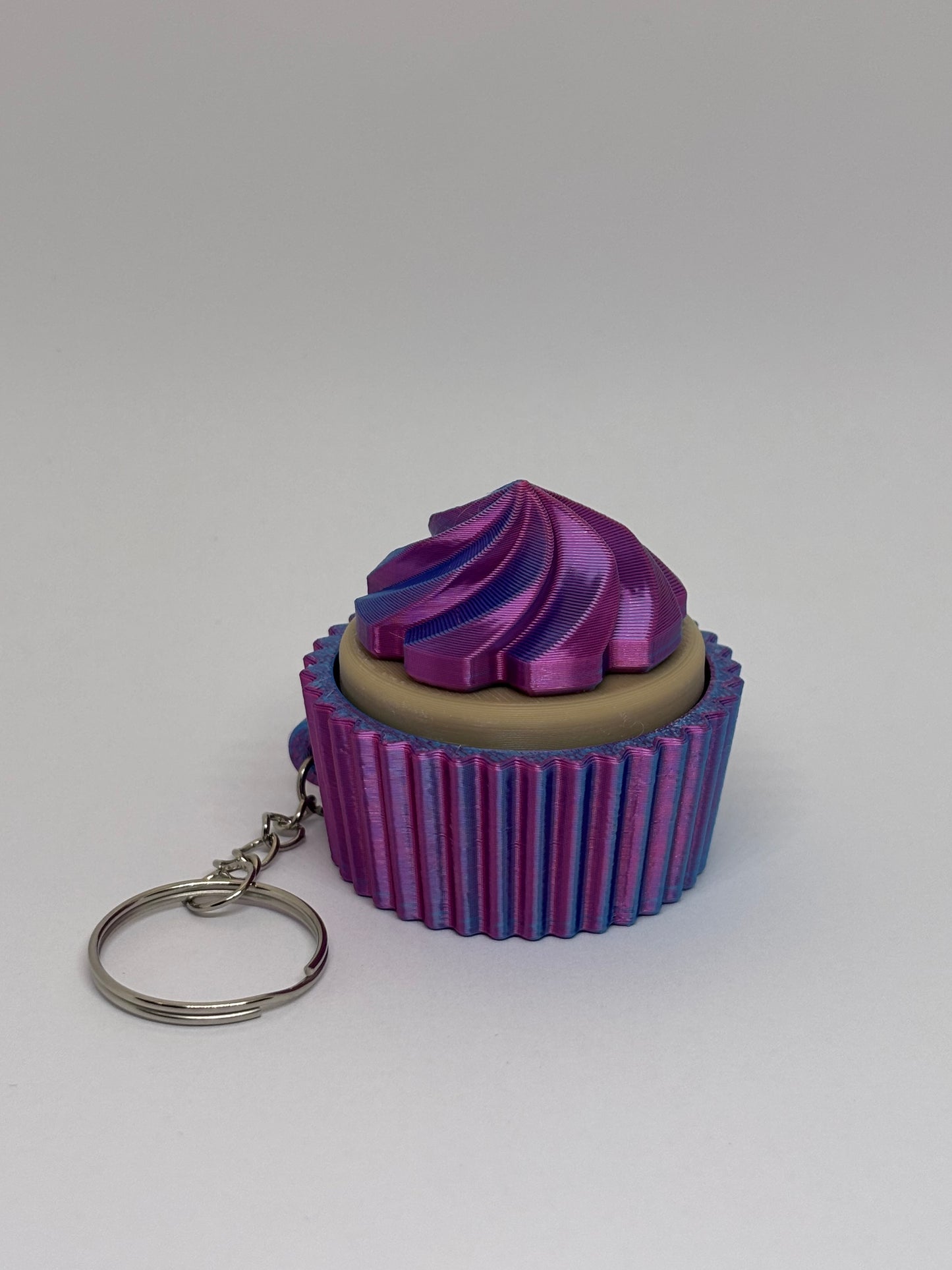3D Cupcake Clicker Keyring - Rose Red/Blue