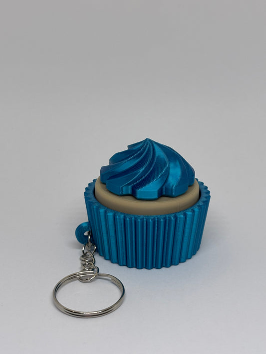 3D Cupcake Clicker Keyring - Teal
