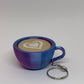 3D Marble Heart Clicker Keyring - Rose Red/Blue