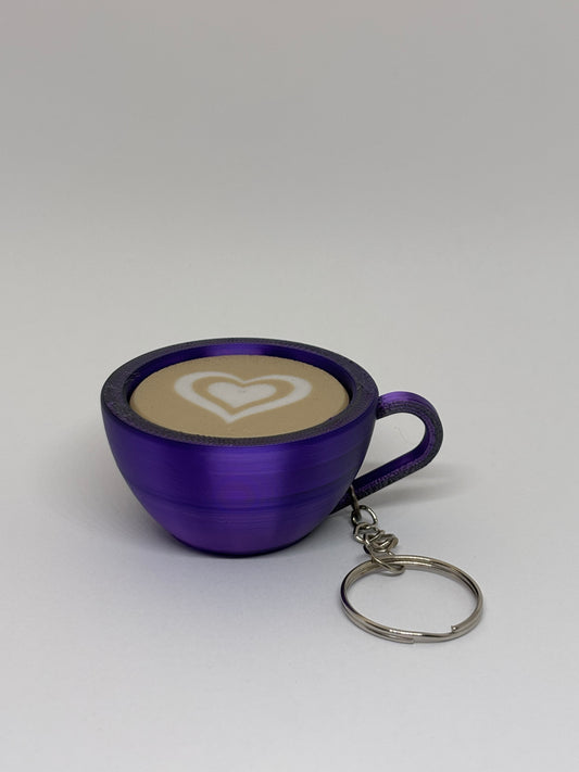 3D Marble Heart Clicker Keyring - Purple/Black