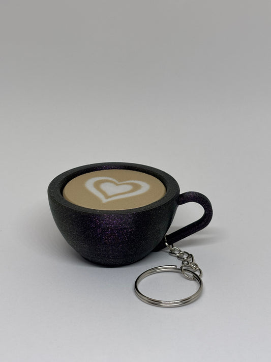 3D Marble Heart Clicker Keyring - Purple Glitter