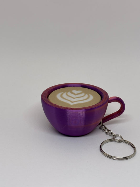 3D Marble Swirl Coffee Clicker Keyring - Red/Purple