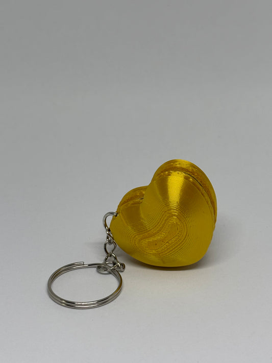3D Heart Macaron Clicker Keyring - Gold