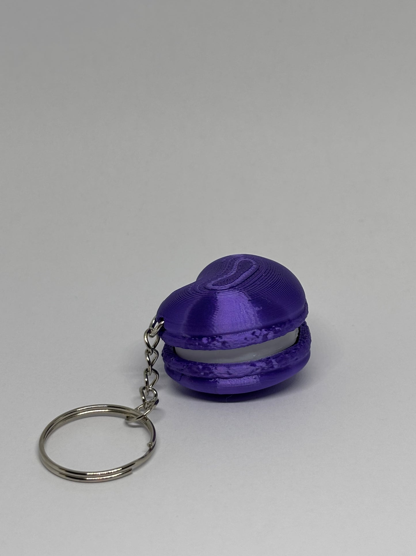 3D Heart Macaron Clicker Keyring - Purple