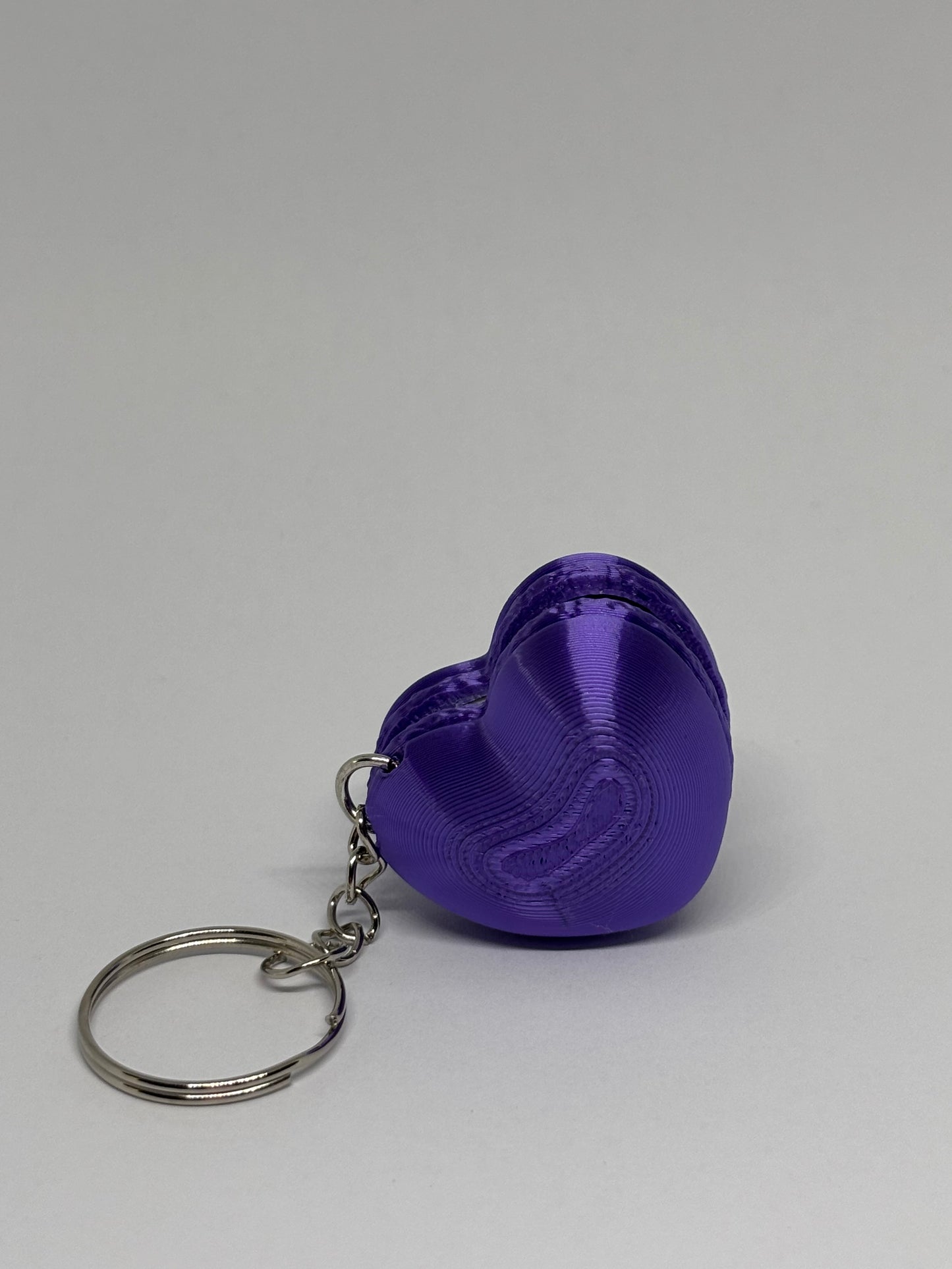 3D Heart Macaron Clicker Keyring - Purple