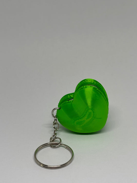 3D Heart Macaron Clicker Keyring - Green