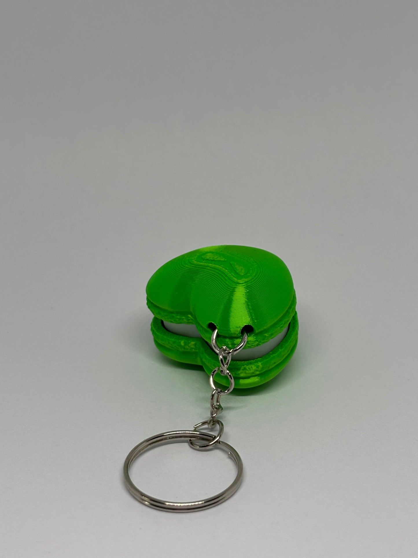 3D Heart Macaron Clicker Keyring - Green