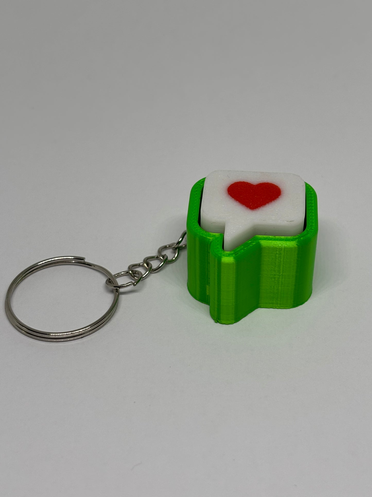 3D Heart Message Clicker Keyring - Green