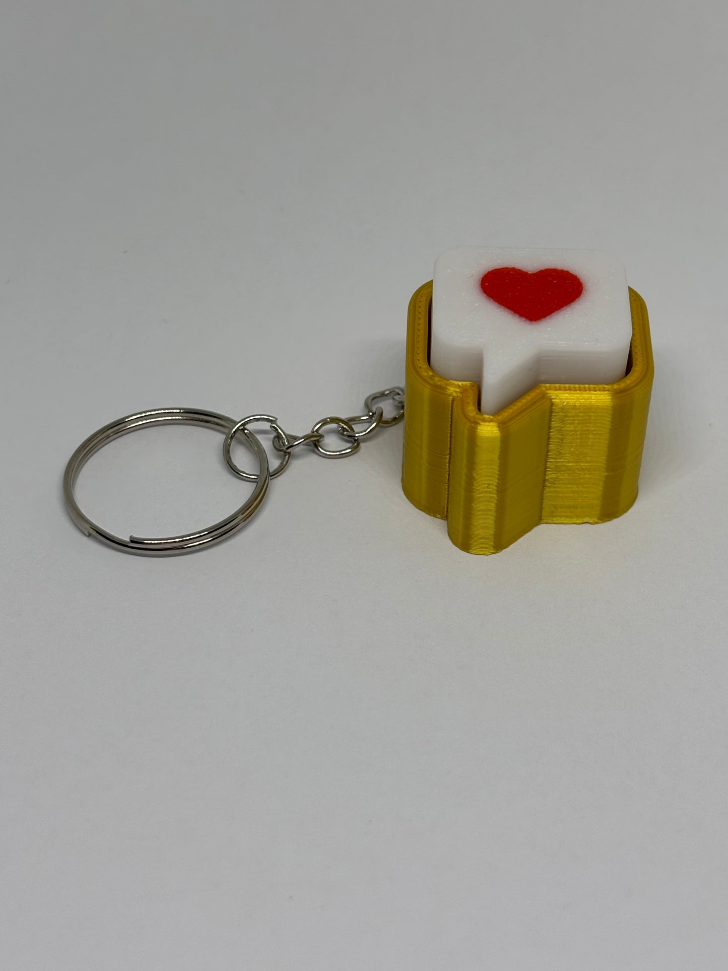 3D Heart Message Clicker Keyring - Gold