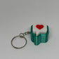 3D Heart Message Clicker Keyring - Emerald